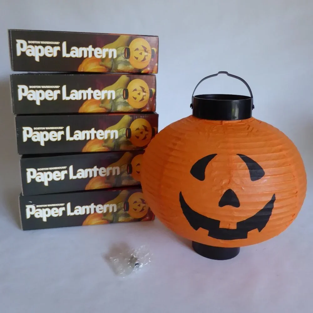 NEW BOSTON WAREHOUSE HALLOWEEN PUMPKIN PAPER BATTERY POWERED LANTERNS (LOT OF 5) - Picture 1 of 15